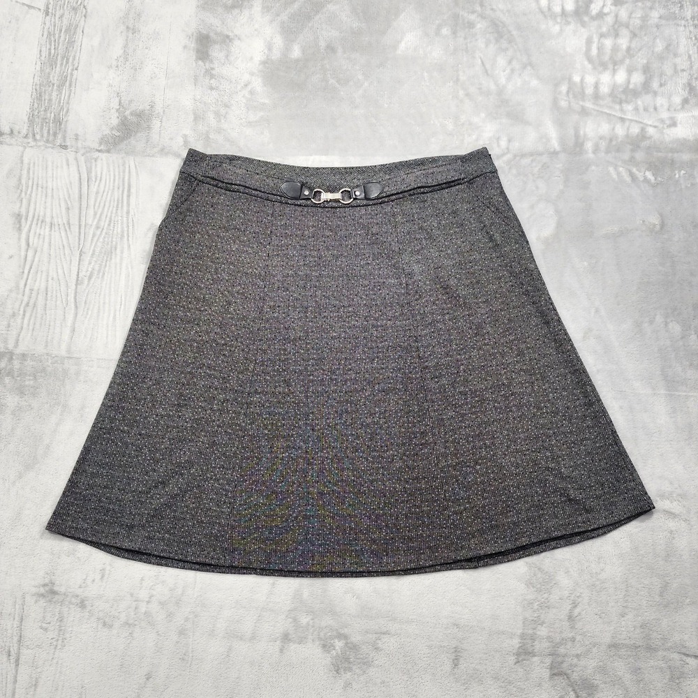 CJ Banks Skirt Womens 18W Gray Micro Dot‎ A-Line Pull On Stretch Buckle Preppy